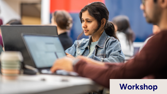 Student in a workshop at the library