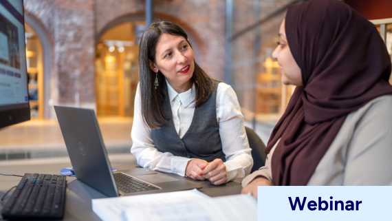 Student and teacher in the library