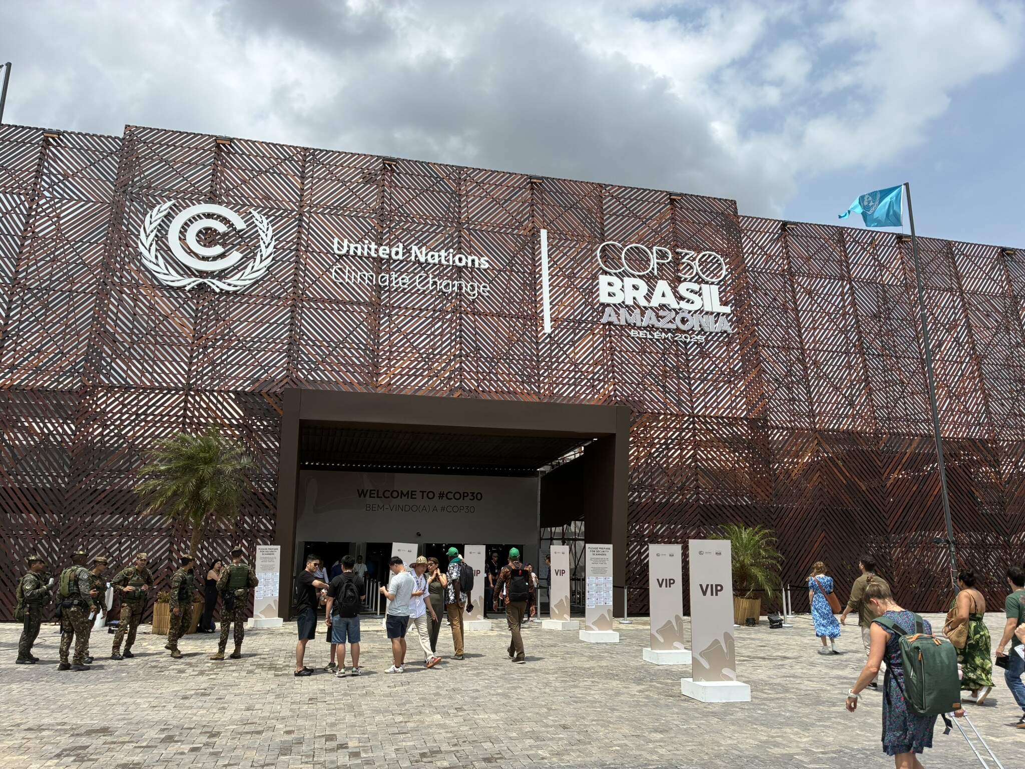 The photo shows the convention center in Belem, Brazil in which COP30 was held in November 2025.