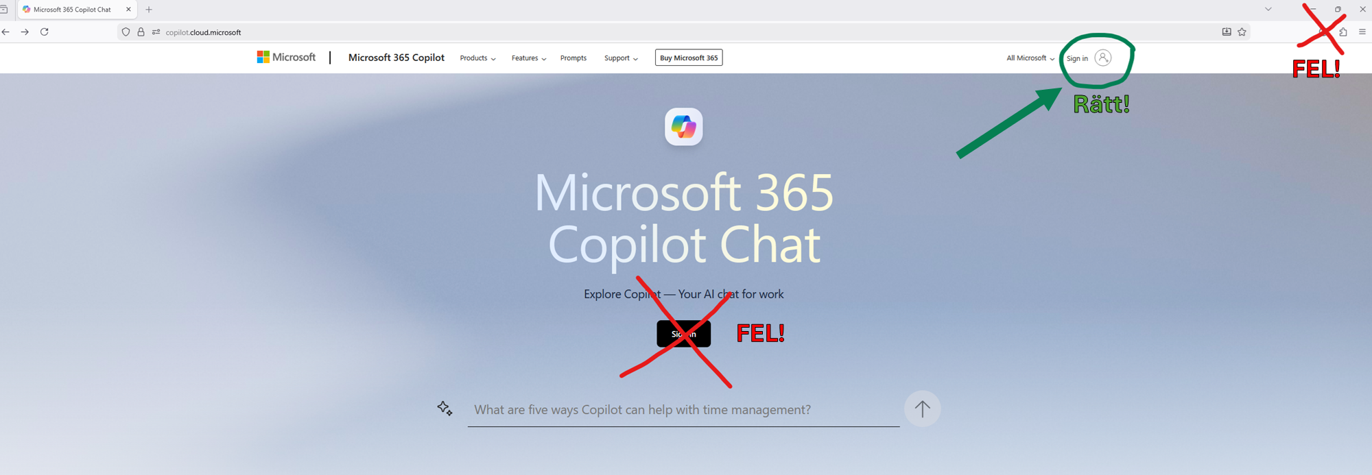 Bilden visar rätt inloggningsknapp i webbläsaren Firefox