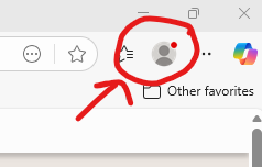 Shows the login button in Edge