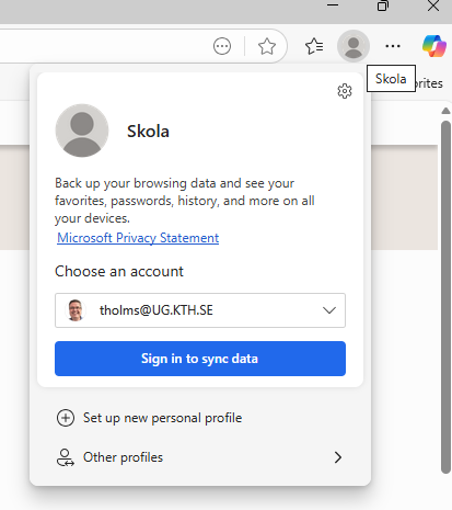 Shows the login window in Edge browser