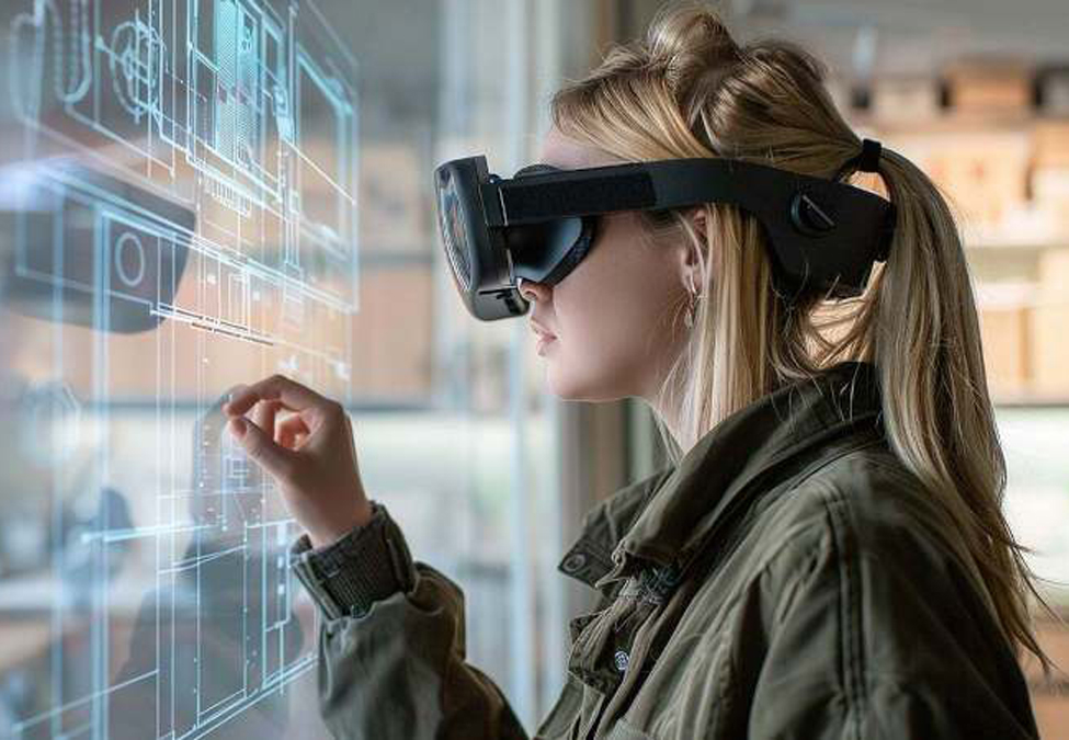 Kvinna med VR-glasögon