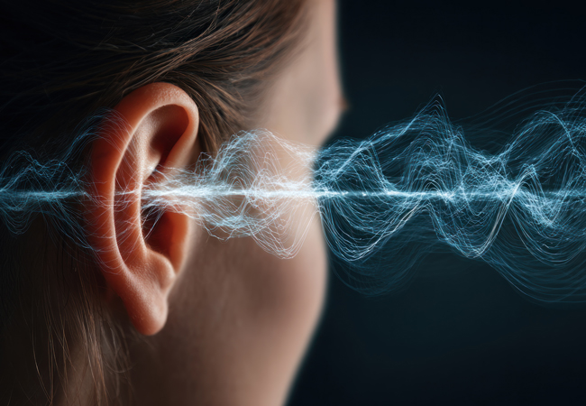 An ear and some sound waves