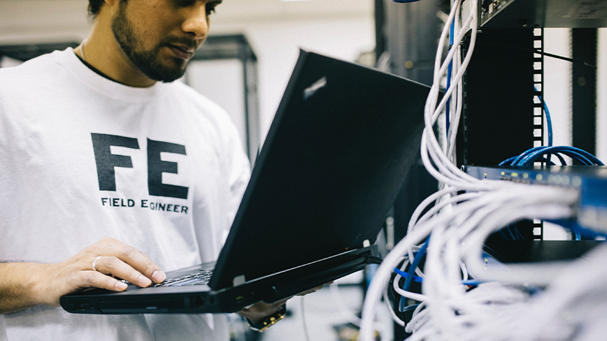 A man with a computer
