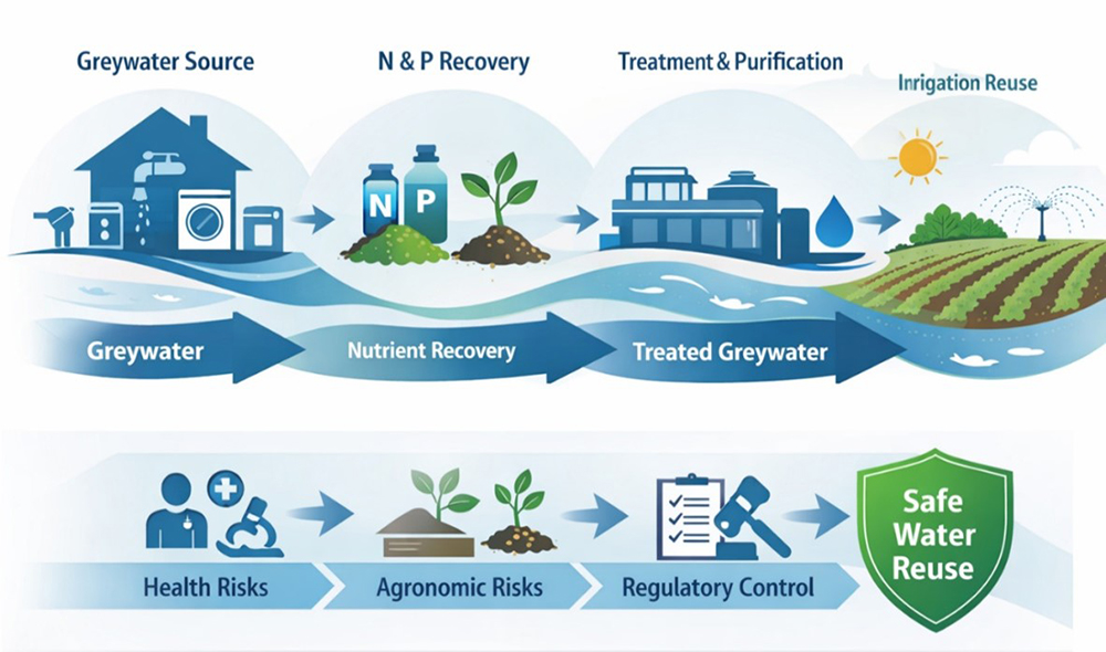 Illustration showing the process of the recovery of greywater