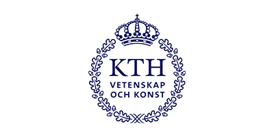 KTH:s logotyp med texten Vetenskap och konst, omgiven av en lagerkrans och krönt av en kunglig krona.