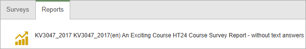 Screenshot from KTH Course Evaluation: in the “Reports” tab, there is a report without text answers.