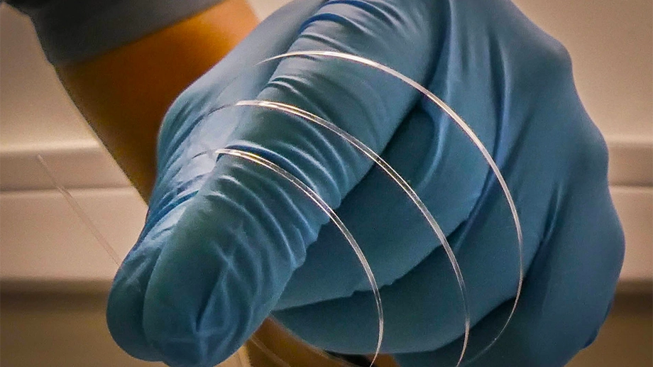 A closeup view of optic fiber
