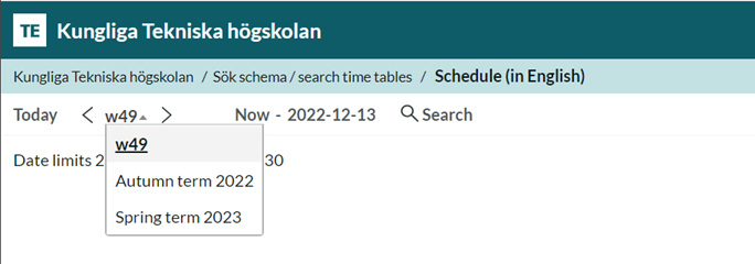 Select dates: Semester