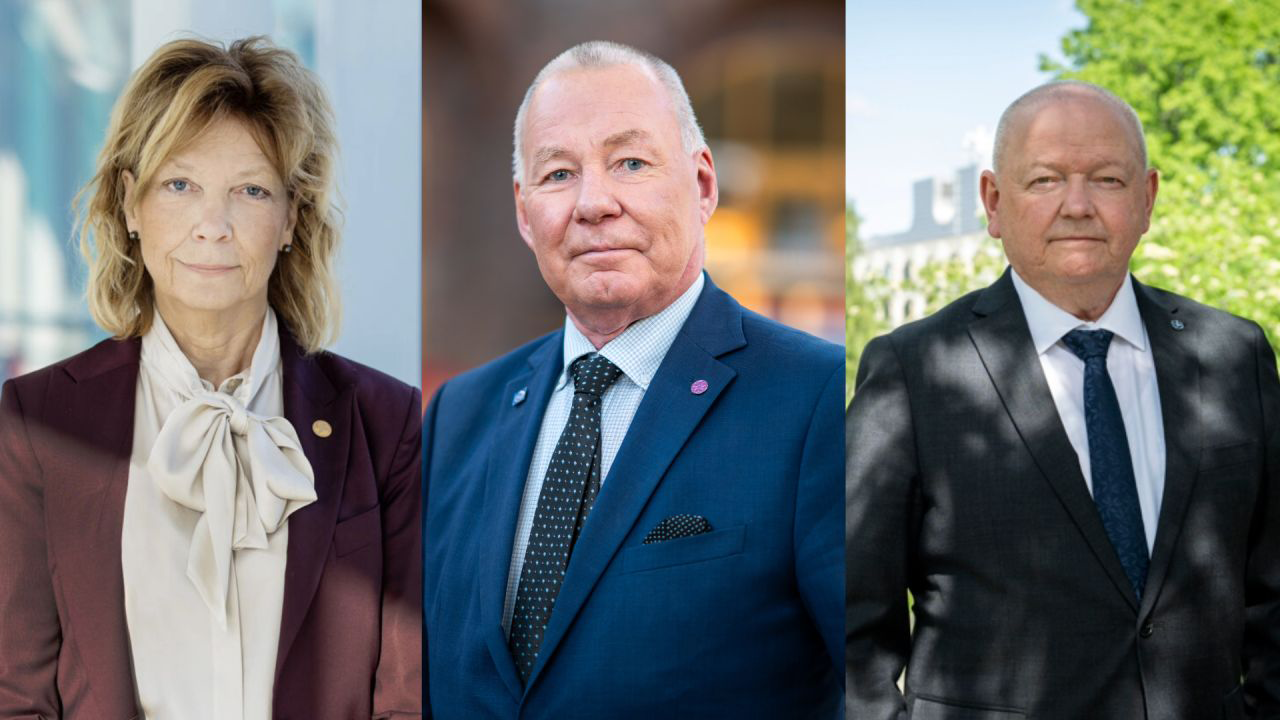 porträtt av en kvinna och två män