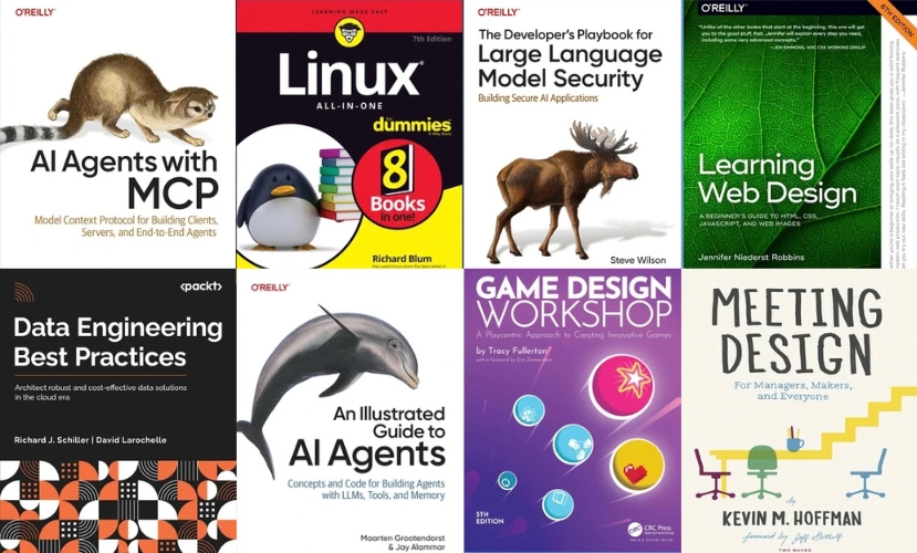 Collage depicting book covers from the O'Reilly platform.