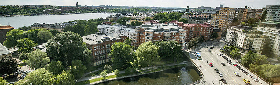 Urban environment with storey houses and roads.