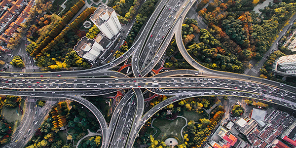 Complex motorway traffic.