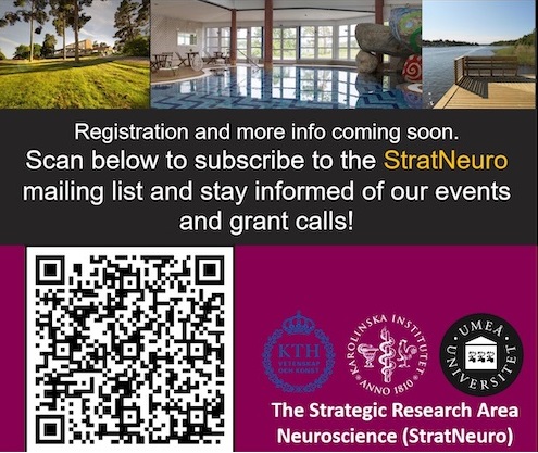 info poster of StratNeuro event with QR-code. All other info are in the calendar event.