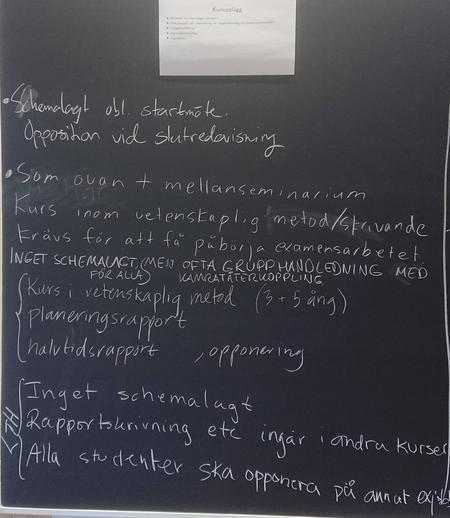 Tavla 4: Kursupplägget